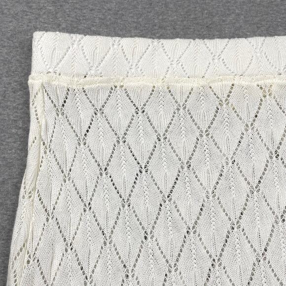 Billabong Midi Skirt M White Crochet Open Knit Semi Sheer Pull On Coverup Beach - Picture 15 of 16